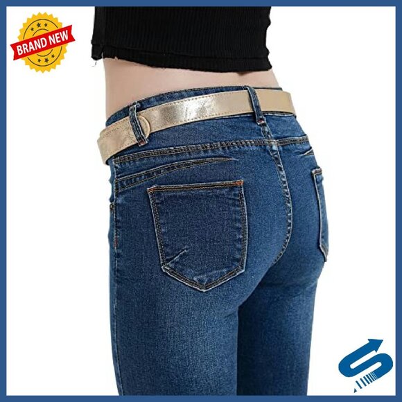Adjustable Faux Leather Belt with Bling Buckle for Dresses Jeans main image 8